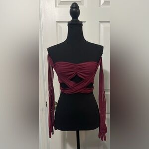 NWT Dolls Kill / Club Exx Red Celestial Haze Wrap Top